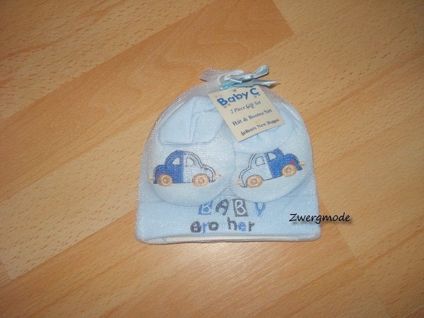 Baby C - Set Babyschuhe + Mütze blau "Baby Brother" Gr. 44-56 *NEU*