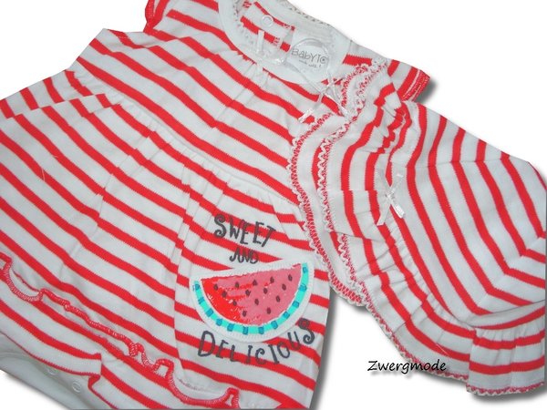 Baby Town - Set Outfit Kleid Mütze "Watermelon" gestreift Gr. 44 *NEU*