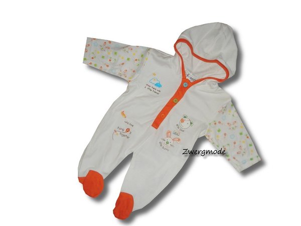 Nursery Time - Strampler Einteiler weiss orange "Bear & Bunny" Gr. 62/68 *NEU*