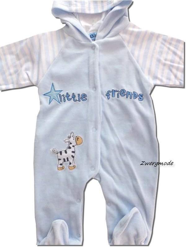 Baby C - Overall Einteiler weiß blau gestreift Kapuze "Little Friends" Gr. 62/68 *NEU*