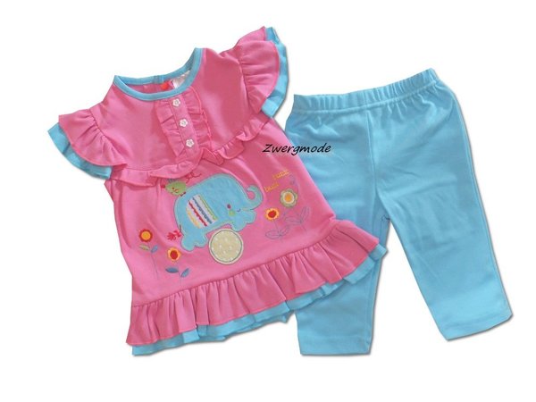 Cutey Couture - Set Outfit Leggins + Shirt rosa blau "Elefant" Gr. 86/92 *NEU*