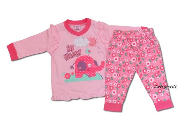 Jam Jam - Schlafanzug Pyjama rosa pink "So Sleepy" Elefant + Blumen Gr. 62/68 *NEU*