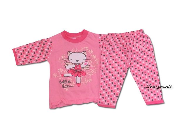 Jam Jam - Schlafanzug Pyjama rosa pink "Ballet Kitten" Katze + Polka Dot Gr. 62/68 *NEU*
